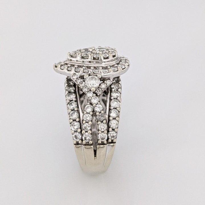 14K WHITE 2.37 CARAT TOTAL WEIGHT SI1 H DIAMOND ROUND (95) ESTATE CLUSTER RING 9.8 GRAMS
