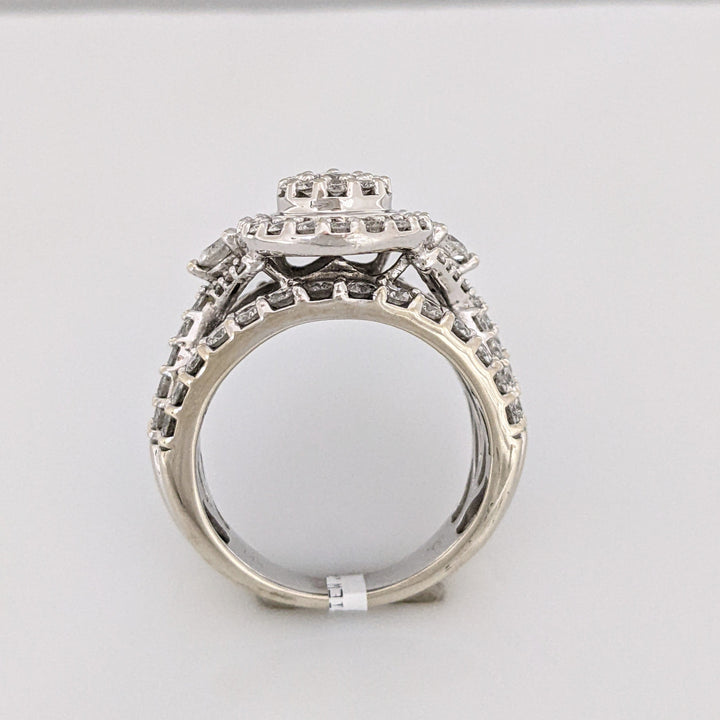 14K WHITE 2.37 CARAT TOTAL WEIGHT SI1 H DIAMOND ROUND (95) ESTATE CLUSTER RING 9.8 GRAMS