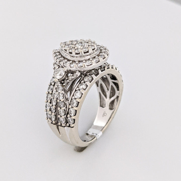 14K WHITE 2.37 CARAT TOTAL WEIGHT SI1 H DIAMOND ROUND (95) ESTATE CLUSTER RING 9.8 GRAMS