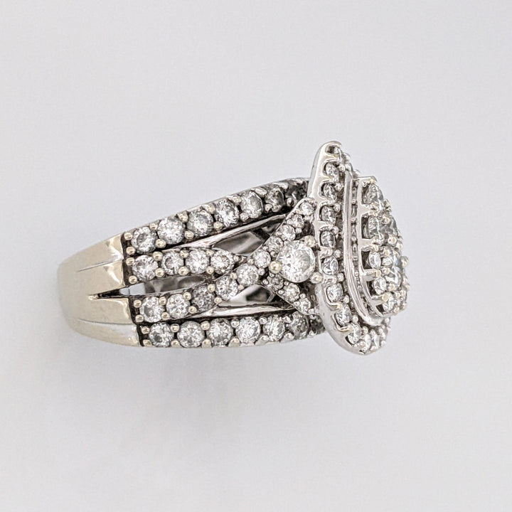 14K WHITE 2.37 CARAT TOTAL WEIGHT SI1 H DIAMOND ROUND (95) ESTATE CLUSTER RING 9.8 GRAMS