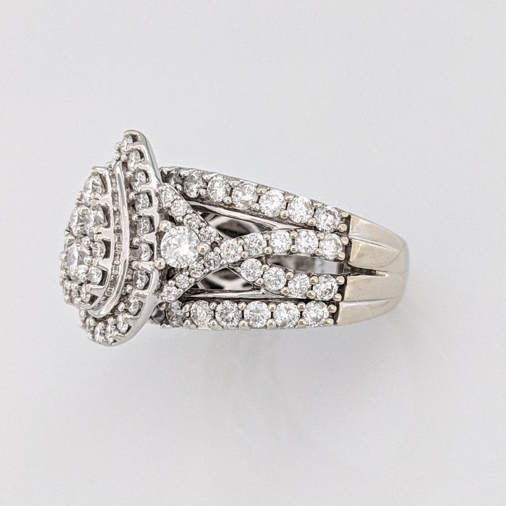 14K WHITE 2.37 CARAT TOTAL WEIGHT SI1 H DIAMOND ROUND (95) ESTATE CLUSTER RING 9.8 GRAMS