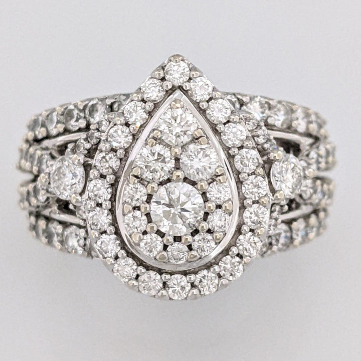 14K WHITE 2.37 CARAT TOTAL WEIGHT SI1 H DIAMOND ROUND (95) ESTATE CLUSTER RING 9.8 GRAMS