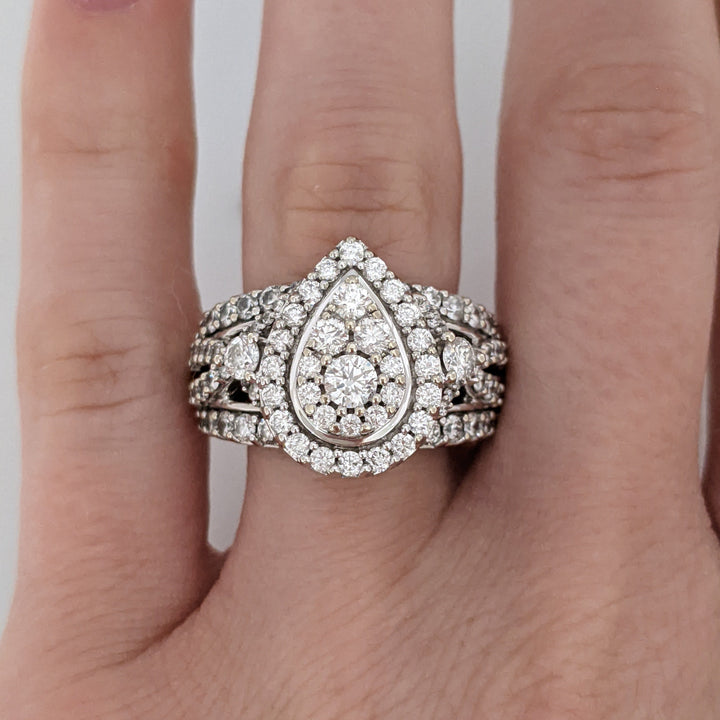 14K WHITE 2.37 CARAT TOTAL WEIGHT SI1 H DIAMOND ROUND (95) ESTATE CLUSTER RING 9.8 GRAMS