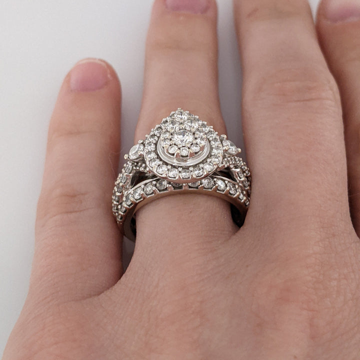 14K WHITE 2.37 CARAT TOTAL WEIGHT SI1 H DIAMOND ROUND (95) ESTATE CLUSTER RING 9.8 GRAMS