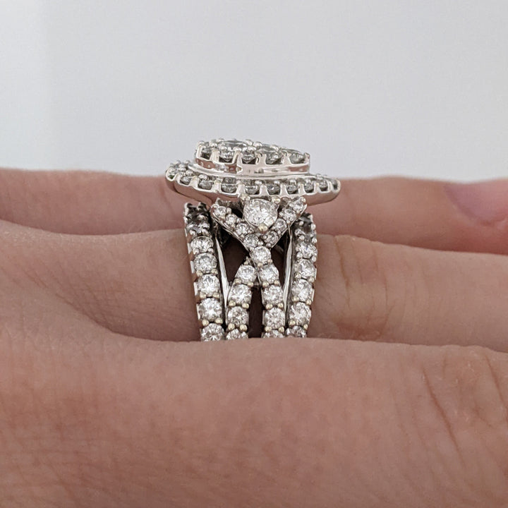 14K WHITE 2.37 CARAT TOTAL WEIGHT SI1 H DIAMOND ROUND (95) ESTATE CLUSTER RING 9.8 GRAMS