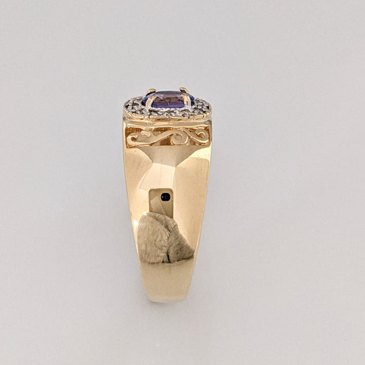 14K TANZANITE OVAL 3X5 WITH .12 DIAMOND TOTAL WEIGHT (12) ESTATE RING 5.5 GRAMS