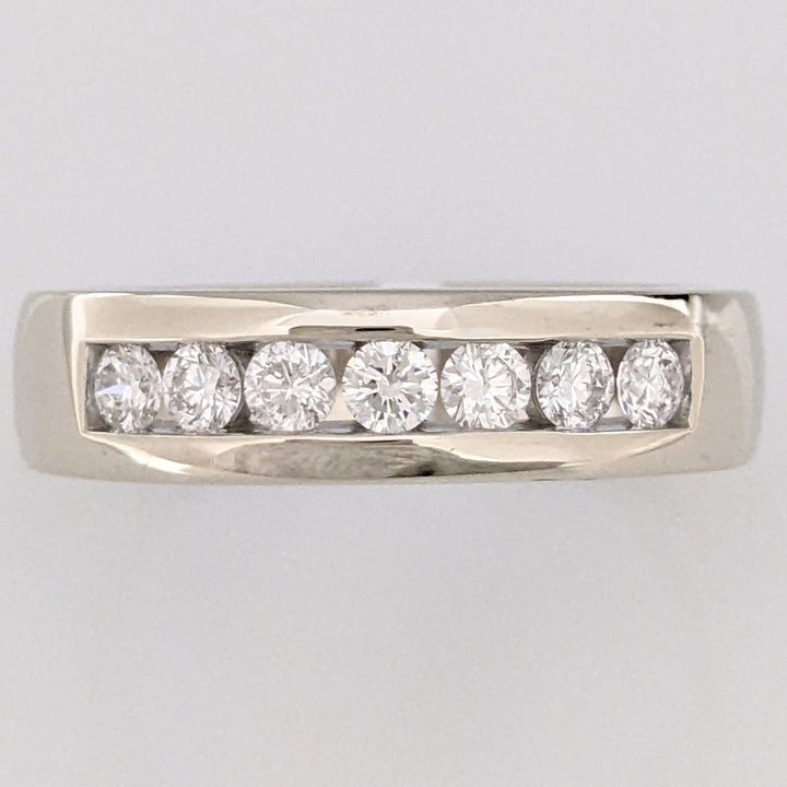 14K WHITE .62 CARAT TOTAL WEIGHT I1 I DIAMOND ROUND (7) ESTATE "LEO" CHANNEL-SET BAND 8.8 GRAMS