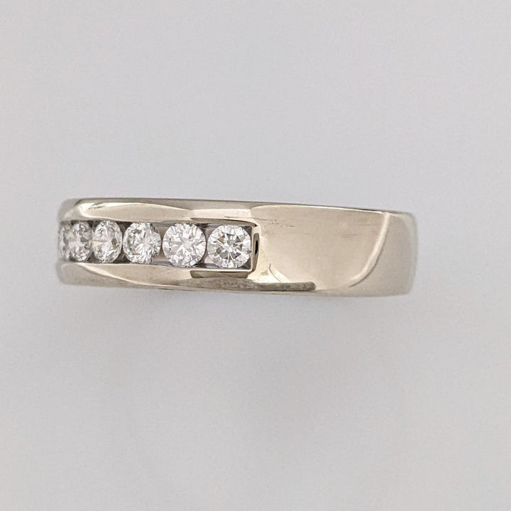 14K WHITE .62 CARAT TOTAL WEIGHT I1 I DIAMOND ROUND (7) ESTATE "LEO" CHANNEL-SET BAND 8.8 GRAMS