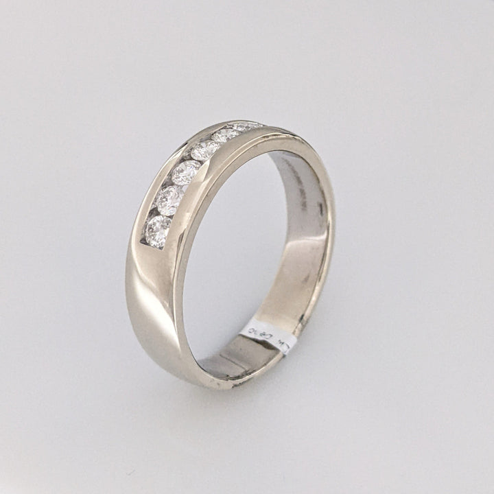 14K WHITE .62 CARAT TOTAL WEIGHT I1 I DIAMOND ROUND (7) ESTATE "LEO" CHANNEL-SET BAND 8.8 GRAMS