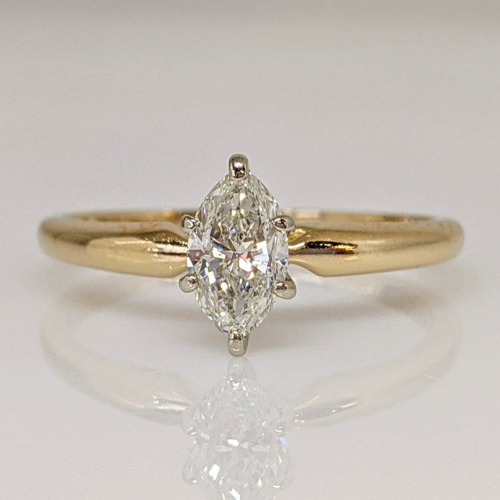 14K .45 CARAT TOTAL SI2 G DIAMOND MARQUISE ESTATE RING 2.0 GRAMS