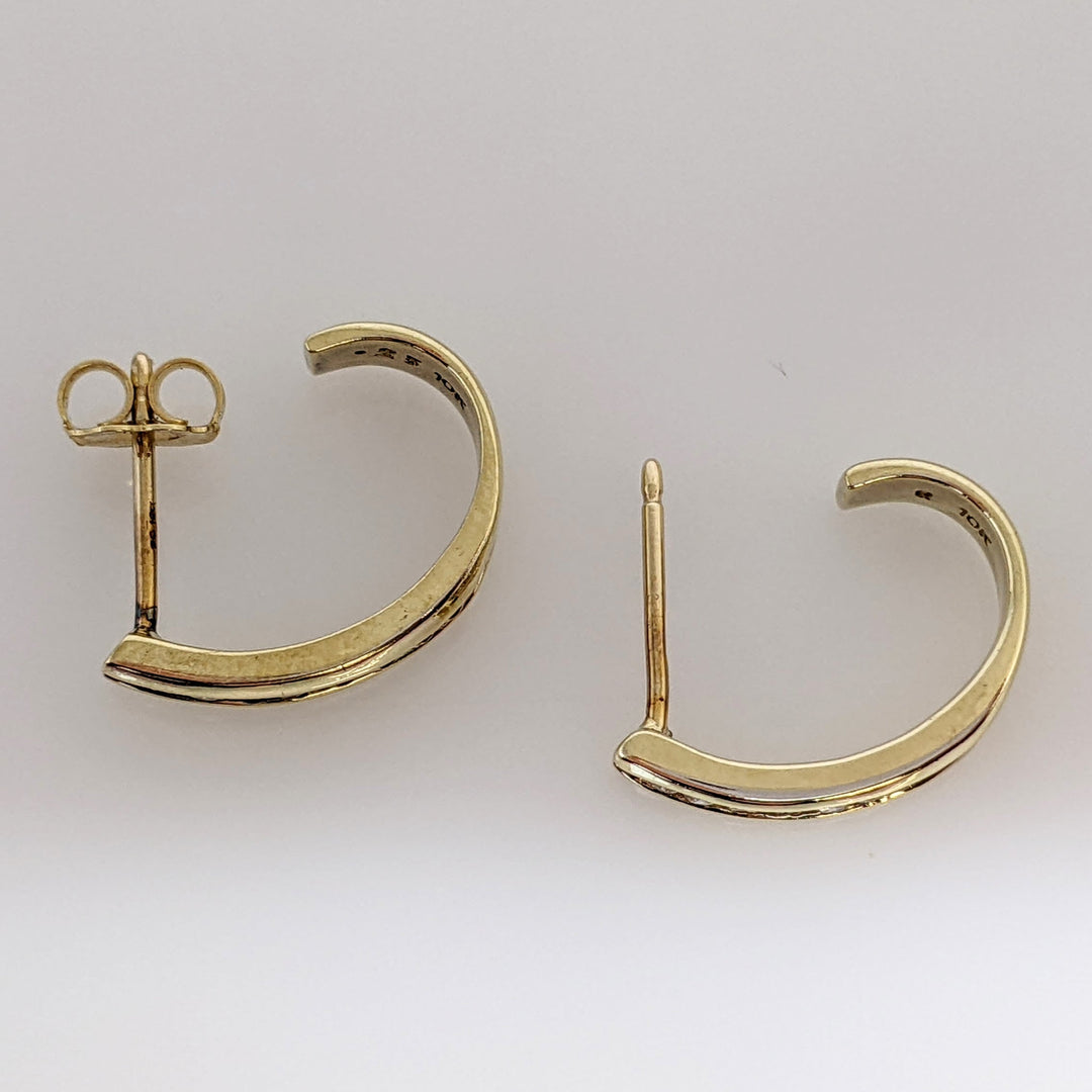 10K .24 CARAT TOTAL WEIGHT I1 P DIAMOND ROUND (16) CHANNEL SET J HOOP ESTATE EARRINGS 2.5 GRAMS