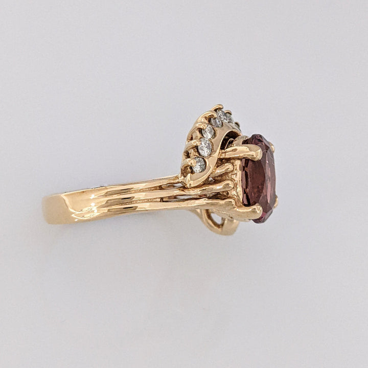 10K RASPBERRY TOURMALINE OVAL 8X10 WITH .50 DIAMOND TOTAL WEIGHT ESTATE RING 5.8 GRAMS