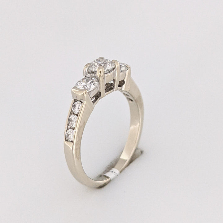 14K WHITE .83 CARAT TOTAL WEIGHT I1 H DIAMOND ROUND (9) ESTATE TRINITY RING 2.7 GRAMS