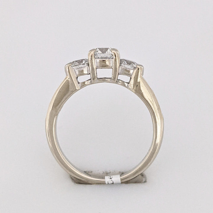 14K WHITE .83 CARAT TOTAL WEIGHT I1 H DIAMOND ROUND (9) ESTATE TRINITY RING 2.7 GRAMS