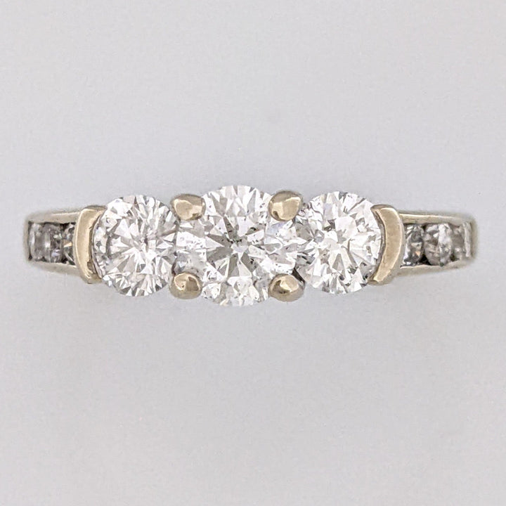 14K WHITE .83 CARAT TOTAL WEIGHT I1 H DIAMOND ROUND (9) ESTATE TRINITY RING 2.7 GRAMS