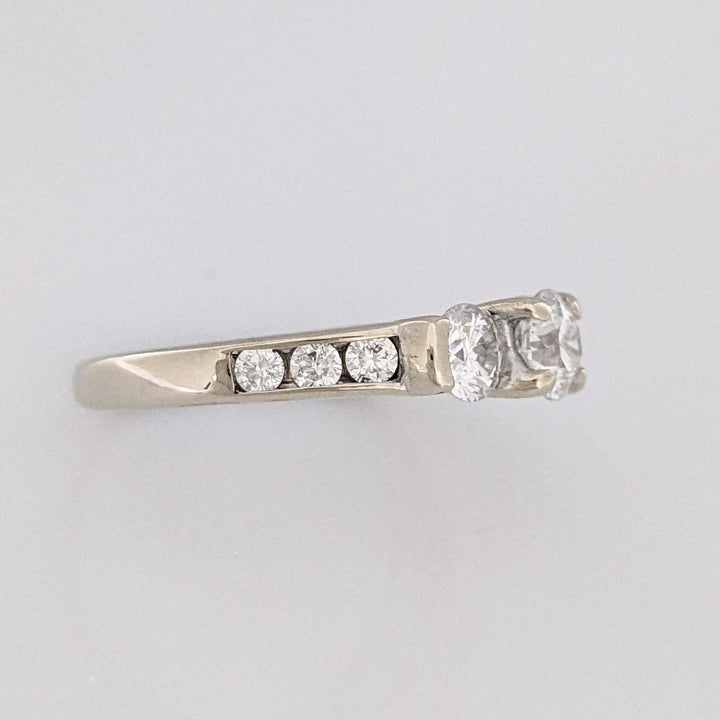 14K WHITE .83 CARAT TOTAL WEIGHT I1 H DIAMOND ROUND (9) ESTATE TRINITY RING 2.7 GRAMS