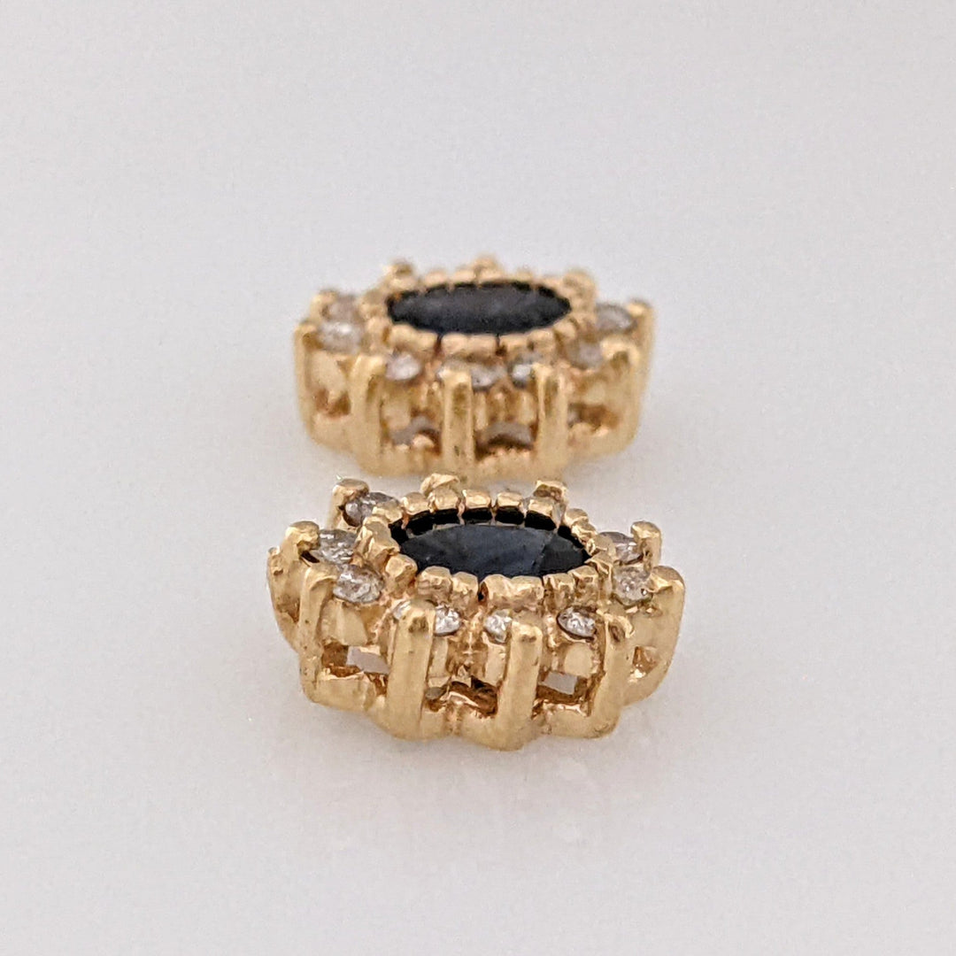 14K SAPPHIRE OVAL 4X5 (2) WITH .35 DIAMOND TOTAL WEIGHT (20) ESTATE EARRINGS 2.7 GRAMS