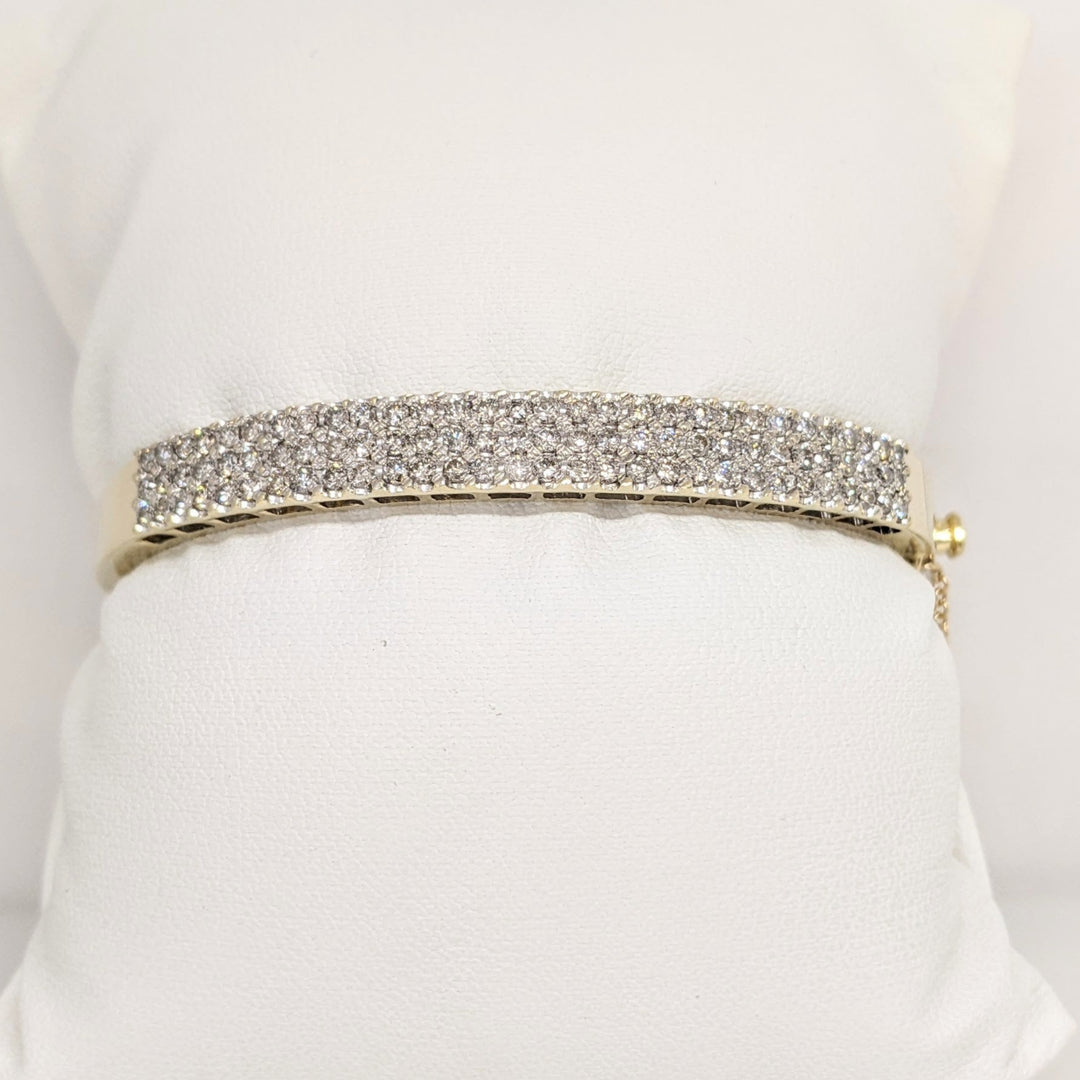 14K 1.80 CARAT TOTAL WEIGHT I1 G DIAMOND ROUND (90) ESTATE BANGLE BRACELET 20.7 GRAMS