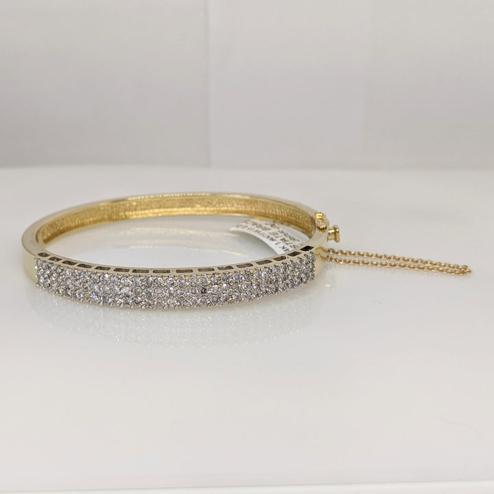 14K 1.80 CARAT TOTAL WEIGHT I1 G DIAMOND ROUND (90) ESTATE BANGLE BRACELET 20.7 GRAMS