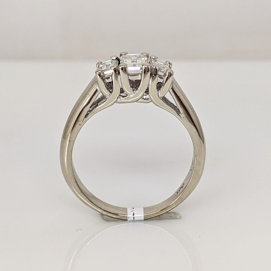 14K WHITE 1.00 CARAT TOTAL WEIGHT VS1 F DIAMOND EMERALD CUT (3) ESTATE TRINITY RING 5.0 GRAMS