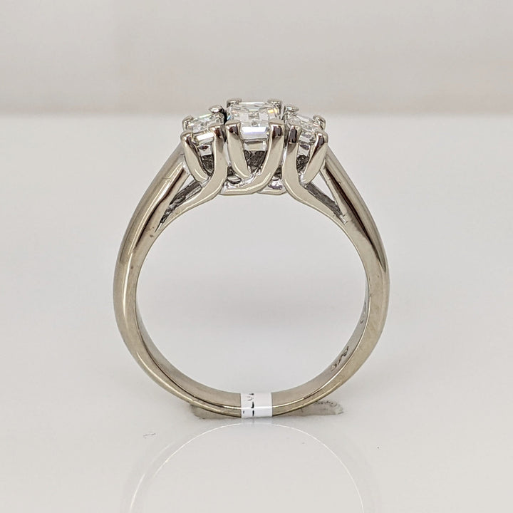 14K WHITE 1.00 CARAT TOTAL WEIGHT VS1 F DIAMOND EMERALD CUT (3) ESTATE TRINITY RING 5.0 GRAMS