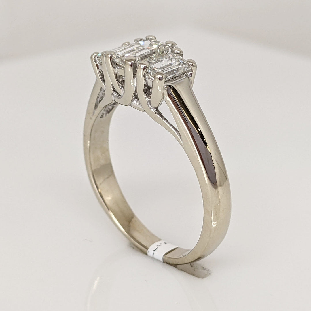 14K WHITE 1.00 CARAT TOTAL WEIGHT VS1 F DIAMOND EMERALD CUT (3) ESTATE TRINITY RING 5.0 GRAMS