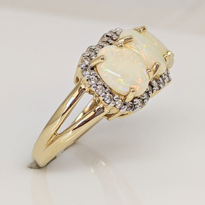 14K OPAL OVAL (3) 6X8 WITH MELEE HALO ESTATE RING 5.5 GRAMS