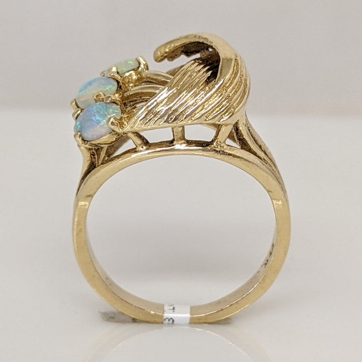 14K OPAL OVAL (3) 3X5 ESTATE SWIRL DESIGN RING 5.4 GRAMS