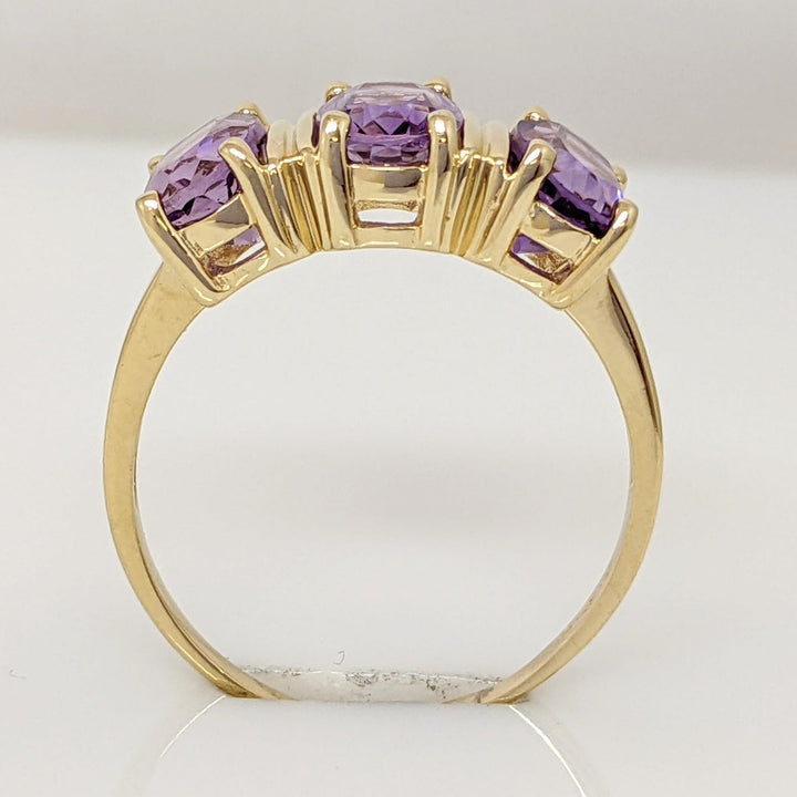 14K AMETHYST OVAL (3) 5X7 ESTATE RING 3.2 GRAMS