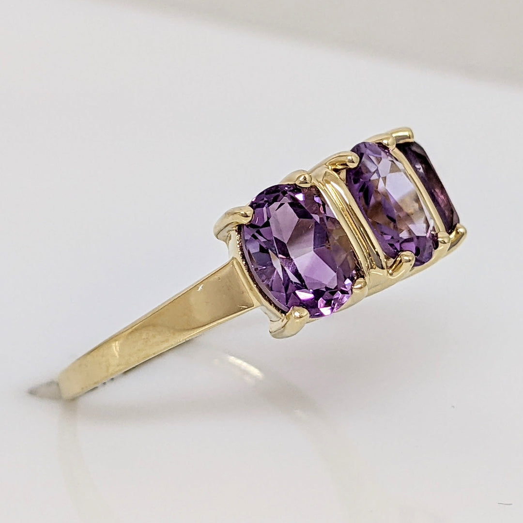 14K AMETHYST OVAL (3) 5X7 ESTATE RING 3.2 GRAMS