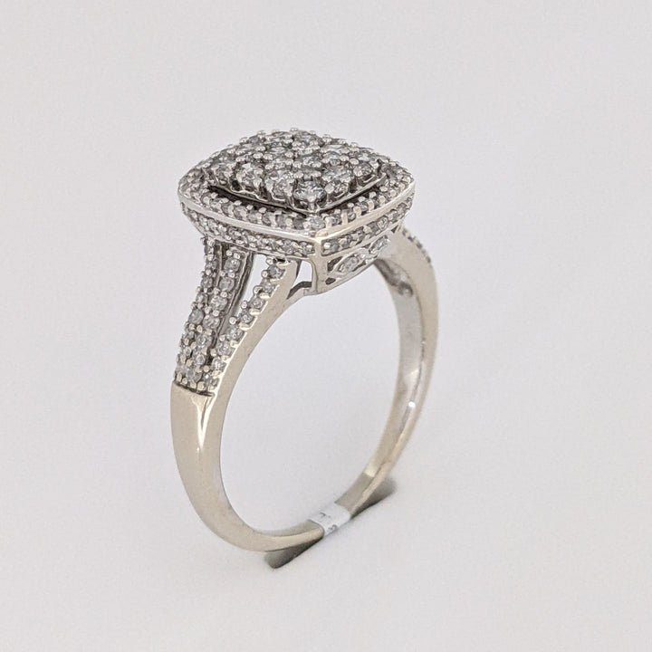 14K WHITE 1.51 CARAT TOTAL WEIGHT I1 G DIAMOND ROUND (156) HALO ESTATE RING 4.8 GRAMS