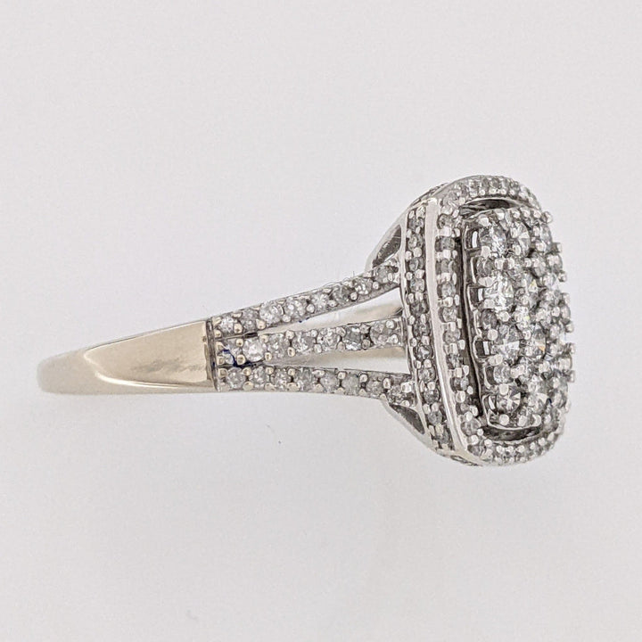 14K WHITE 1.51 CARAT TOTAL WEIGHT I1 G DIAMOND ROUND (156) HALO ESTATE RING 4.8 GRAMS