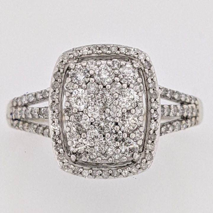 14K WHITE 1.51 CARAT TOTAL WEIGHT I1 G DIAMOND ROUND (156) HALO ESTATE RING 4.8 GRAMS