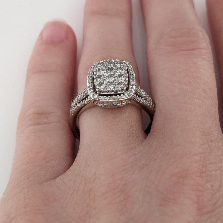 14K WHITE 1.51 CARAT TOTAL WEIGHT I1 G DIAMOND ROUND (156) HALO ESTATE RING 4.8 GRAMS