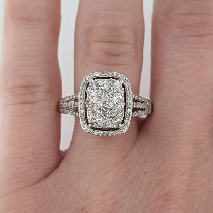 14K WHITE 1.51 CARAT TOTAL WEIGHT I1 G DIAMOND ROUND (156) HALO ESTATE RING 4.8 GRAMS