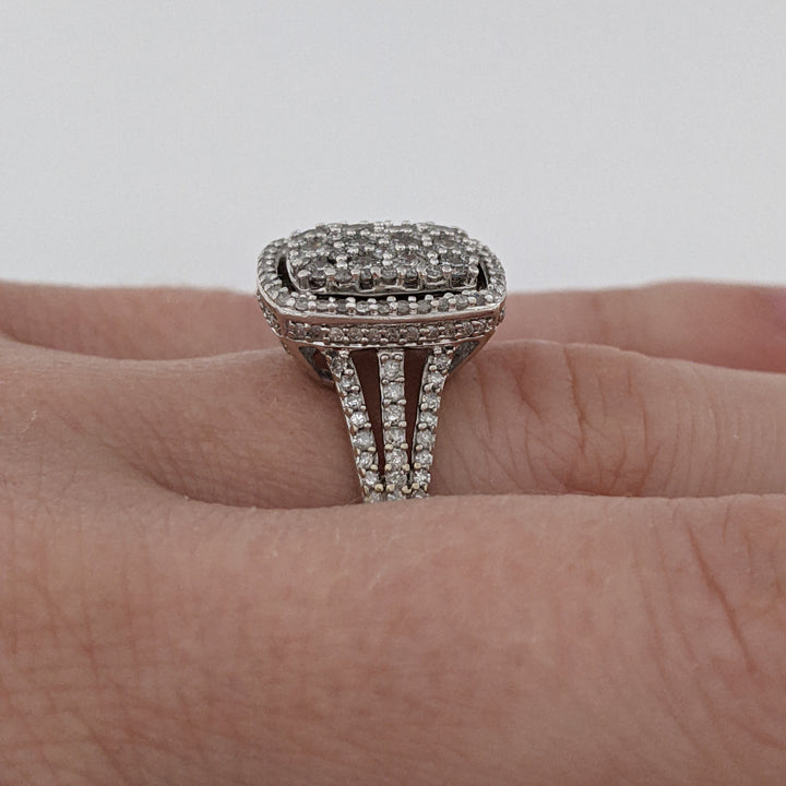 14K WHITE 1.51 CARAT TOTAL WEIGHT I1 G DIAMOND ROUND (156) HALO ESTATE RING 4.8 GRAMS