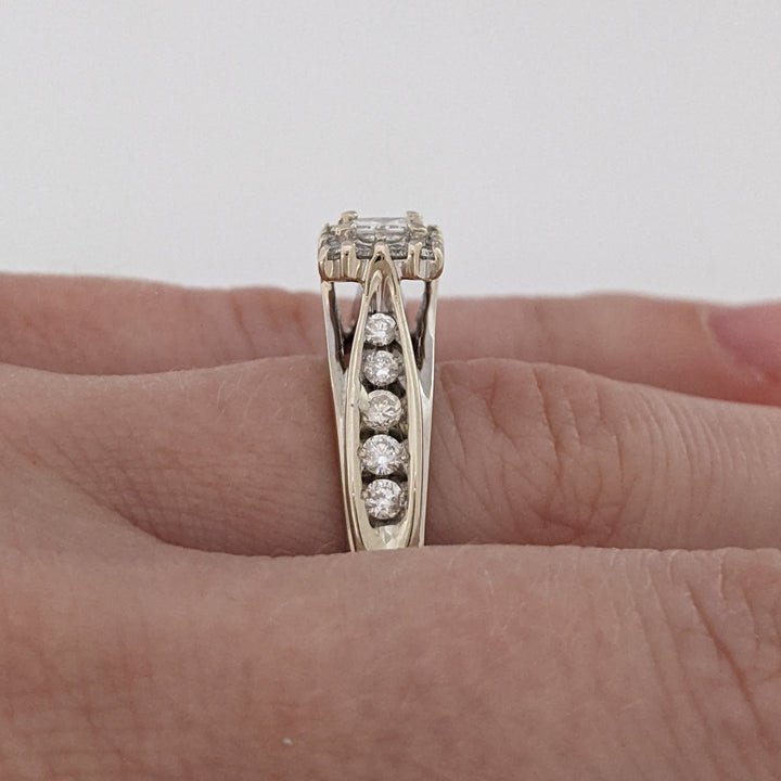 14K WHITE .56 CARAT TOTAL WEIGHT I1 I DIAMOND PRINCESS CUT WITH (22) ROUND ESTATE RING 4.0 GRAMS