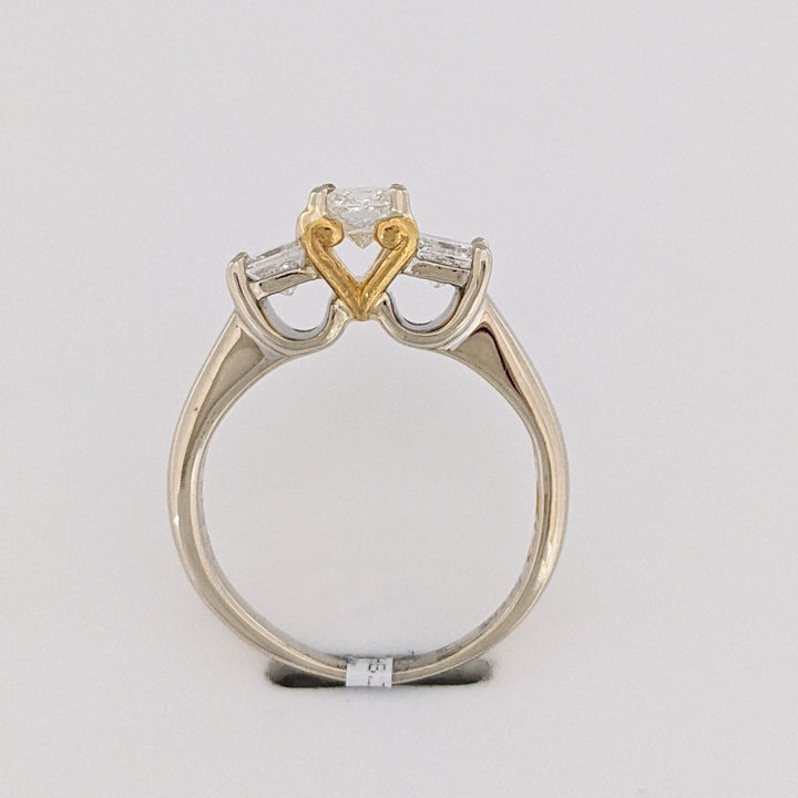 14K TWO-TONE 1.00 CARAT TOTAL WEIGHT  I1 I DIAMOND PRINCESS CUT (3) TRINTIY ESTATE RING 5.2 GRAMS