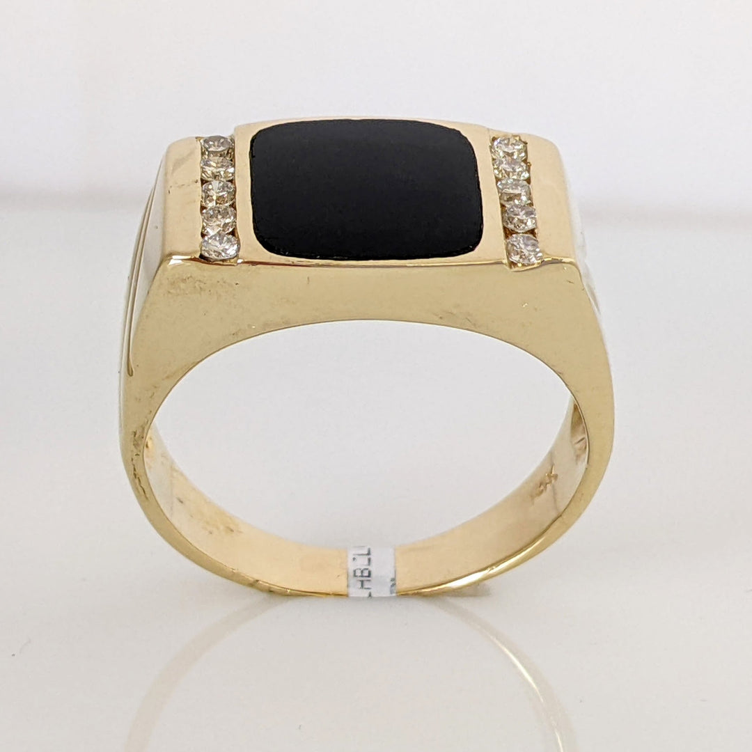 14K ONYX 9.5X10.5MM WITH (10) MELEE ESTATE RING 9.6 GRAMS