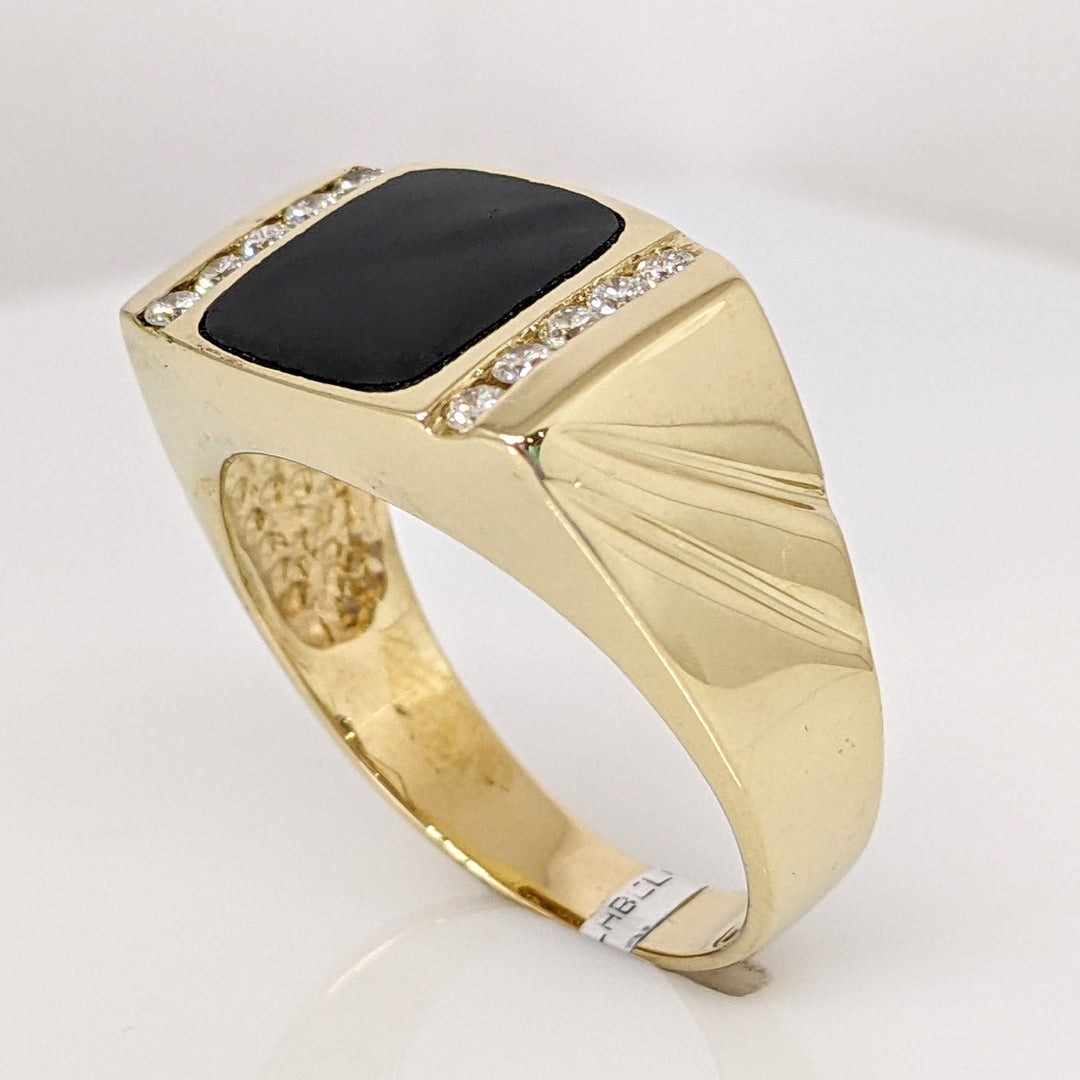 14K ONYX 9.5X10.5MM WITH (10) MELEE ESTATE RING 9.6 GRAMS