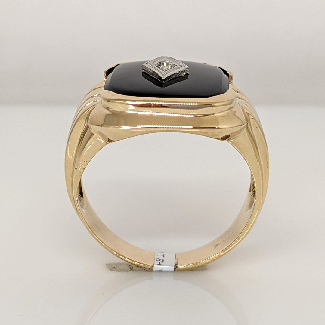 10K ONYX EMERALD CUT 12X15 WITH MELEE ESTATE RING 6.4 GRAMS