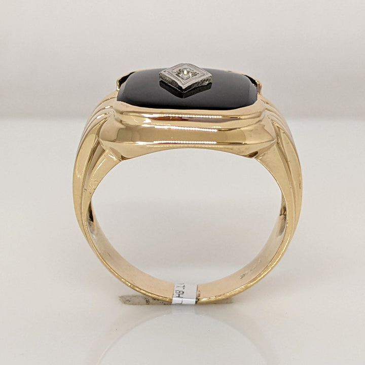 10K ONYX EMERALD CUT 12X15 WITH MELEE ESTATE RING 6.4 GRAMS