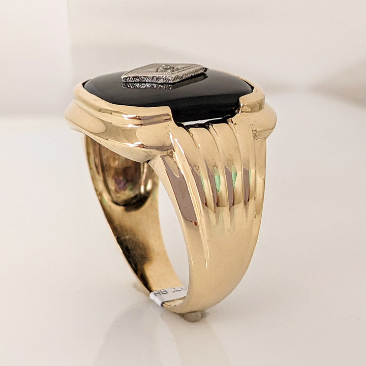 10K ONYX EMERALD CUT 12X15 WITH MELEE ESTATE RING 6.4 GRAMS