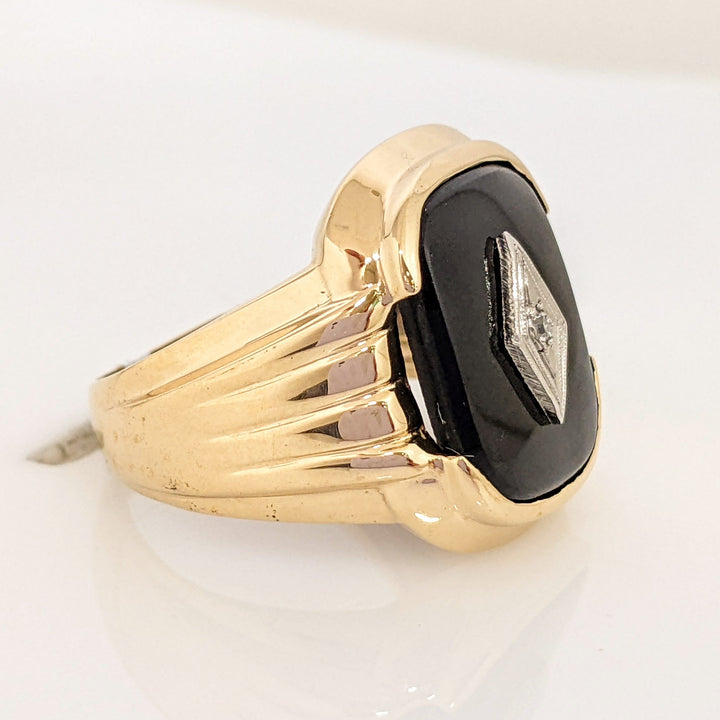 10K ONYX EMERALD CUT 12X15 WITH MELEE ESTATE RING 6.4 GRAMS