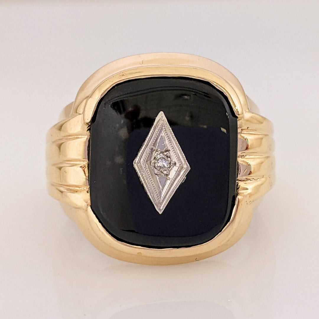 10K ONYX EMERALD CUT 12X15 WITH MELEE ESTATE RING 6.4 GRAMS