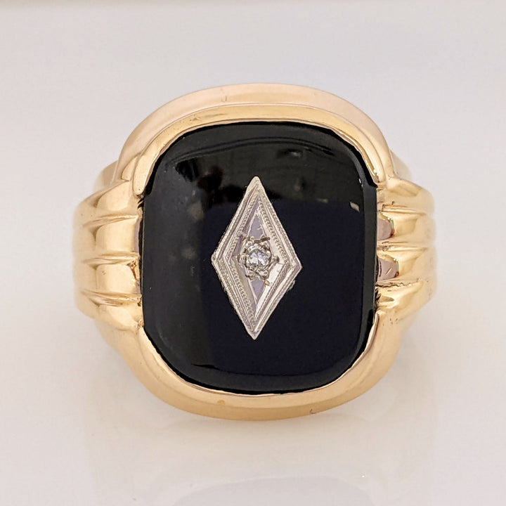 10K ONYX EMERALD CUT 12X15 WITH MELEE ESTATE RING 6.4 GRAMS