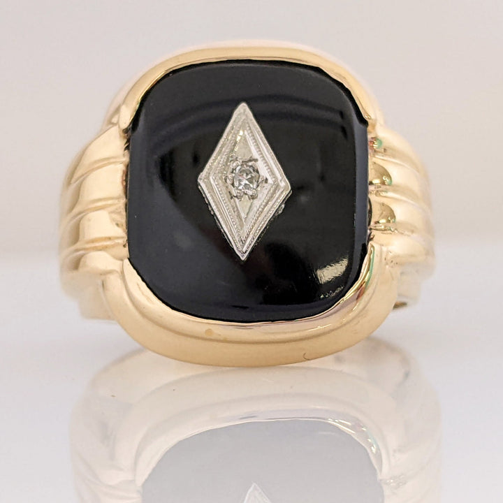 10K ONYX EMERALD CUT 12X15 WITH MELEE ESTATE RING 6.4 GRAMS