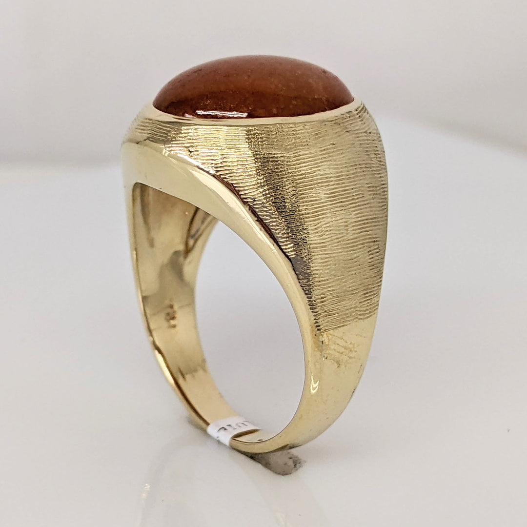 14K ORANGE JADE CABOCHON 11X15 ESTATE RING 9.1 GRAMS