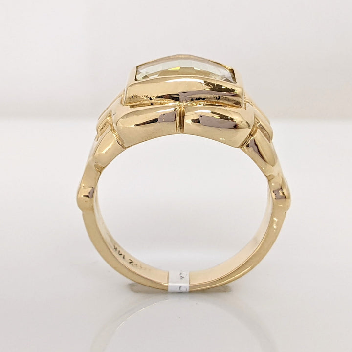 14K PERIDOT RECTANGLE 9X11MM ESTATE RING 12.0 GRAMS