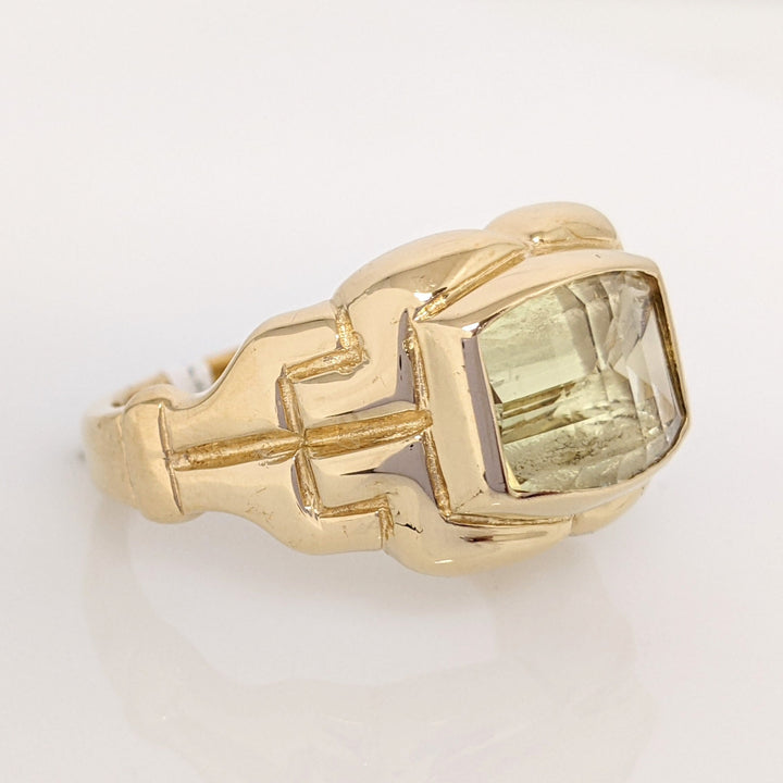 14K PERIDOT RECTANGLE 9X11MM ESTATE RING 12.0 GRAMS